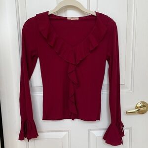 Vintage Forever 21 Red Long Bell Sleeve Top